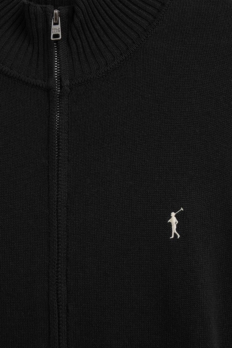 Black zip-up cardigan with Rigby Go logo - Image 7