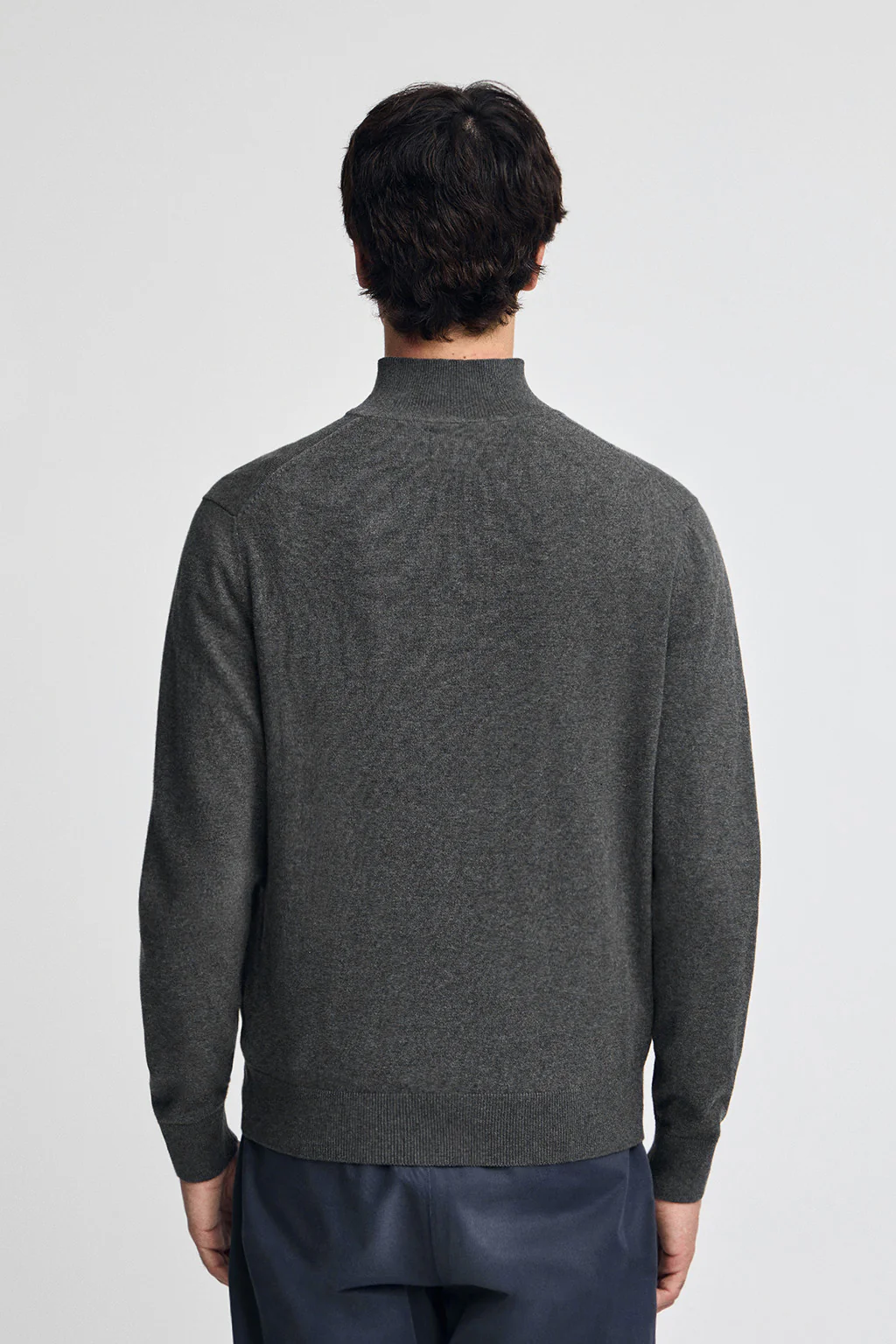 Dark-grey-marl half-zip-neck cotton jumper with Rigby Go embroidery - Image 4