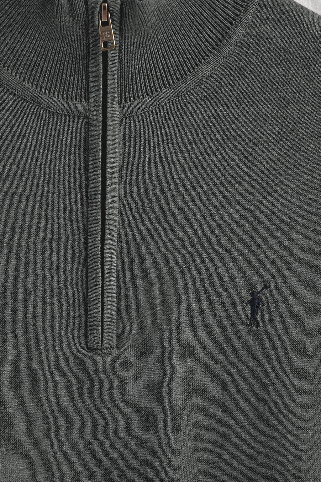 Dark-grey-marl half-zip-neck cotton jumper with Rigby Go embroidery - Image 6