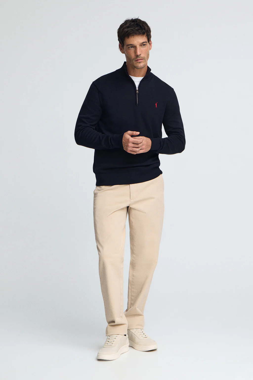 Navy-blue half-zip-neck cotton jumper with Rigby Go embroidery - Image 3