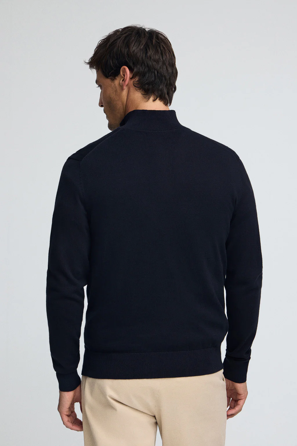 Navy-blue half-zip-neck cotton jumper with Rigby Go embroidery - Image 4