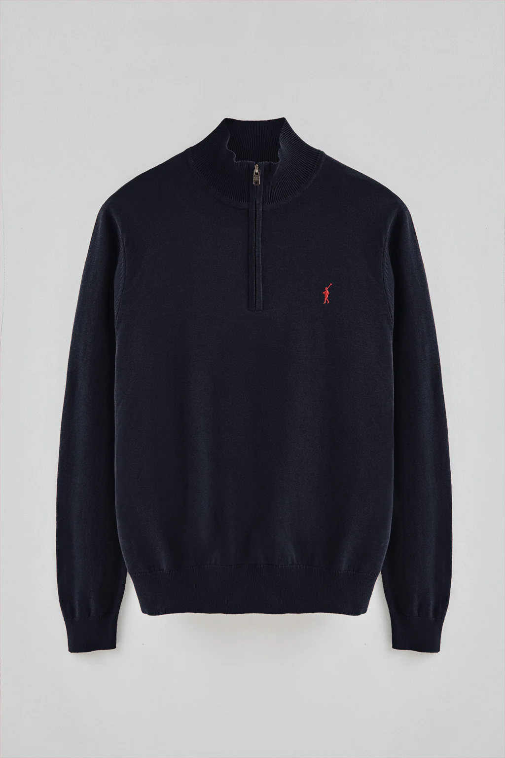 Navy-blue half-zip-neck cotton jumper with Rigby Go embroidery - Image 5