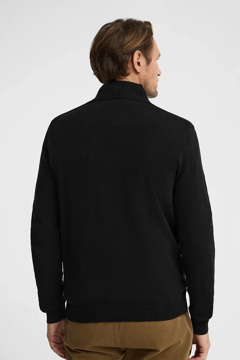 Black zipped-neck jumper with Rigby Go logo - Image 5