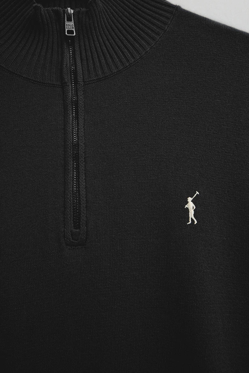 Black zipped-neck jumper with Rigby Go logo - Image 7