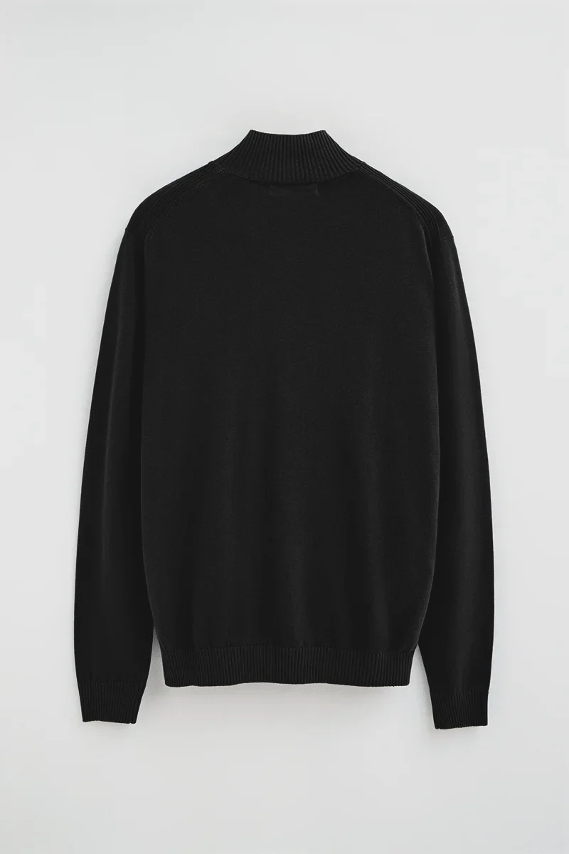 Black zipped-neck jumper with Rigby Go logo - Image 8