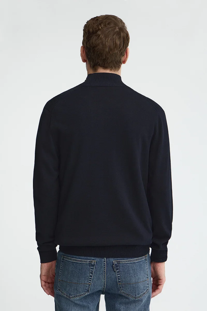 Navy-blue zipped-neck jumper with Rigby Go logo - Image 5