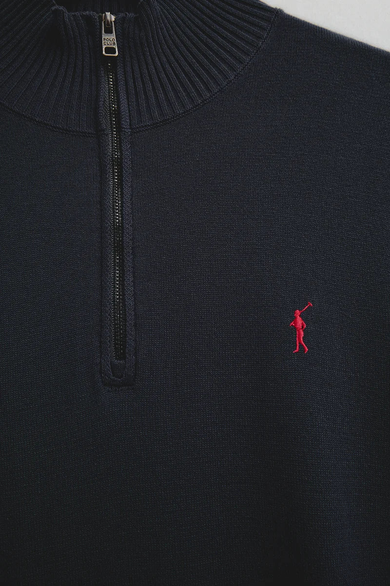 Navy-blue zipped-neck jumper with Rigby Go logo - Image 7