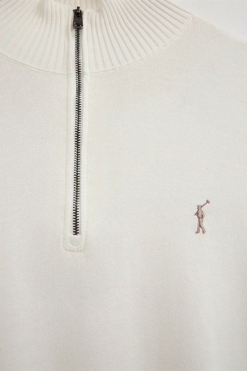 Nude zipped-neck jumper with Rigby Go logo - Image 7
