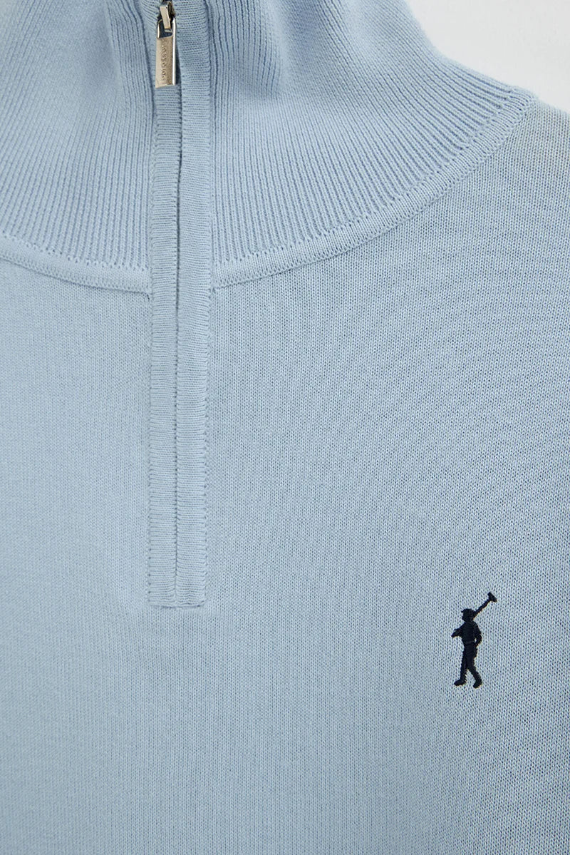 Light-blue zipped-neck jumper with Rigby Go embroidery - Image 7
