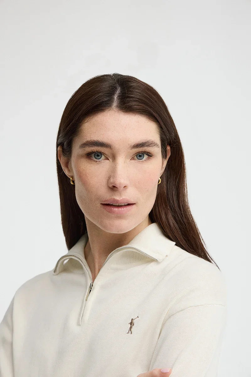 Nude zipped-neck jumper with Rigby Go embroidery - Image 2