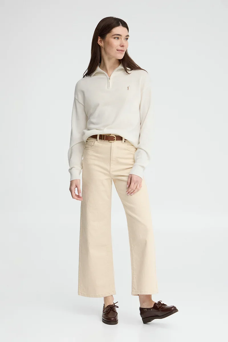 Nude zipped-neck jumper with Rigby Go embroidery - Image 3