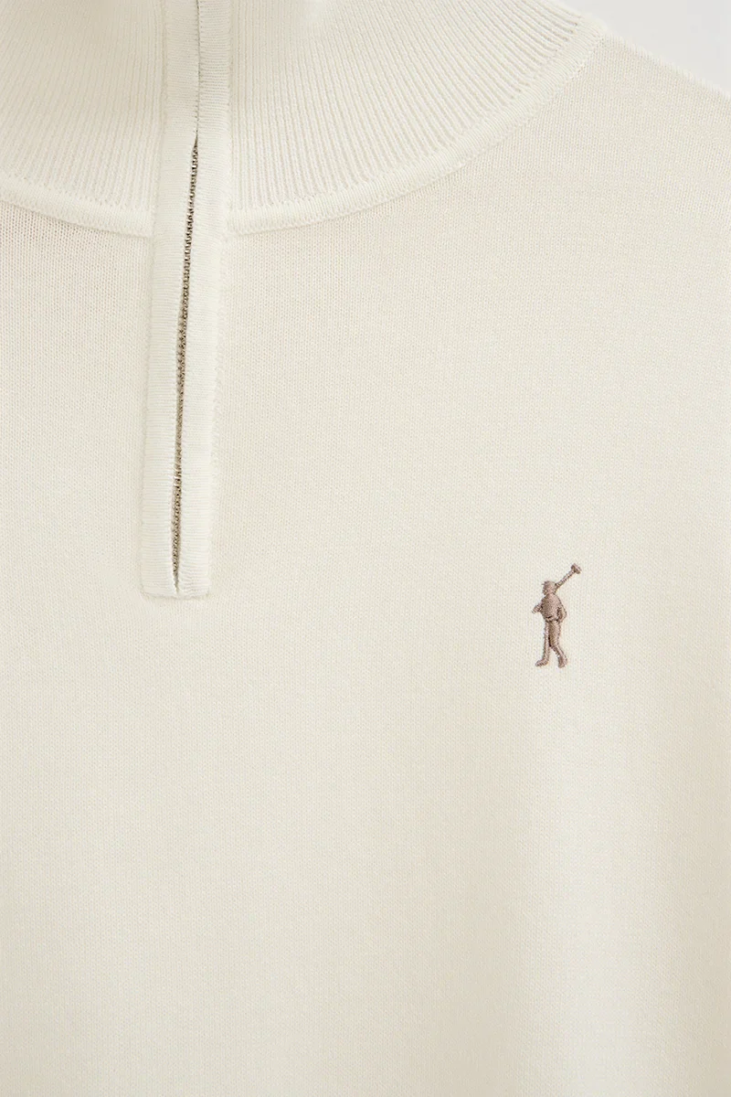 Nude zipped-neck jumper with Rigby Go embroidery - Image 6
