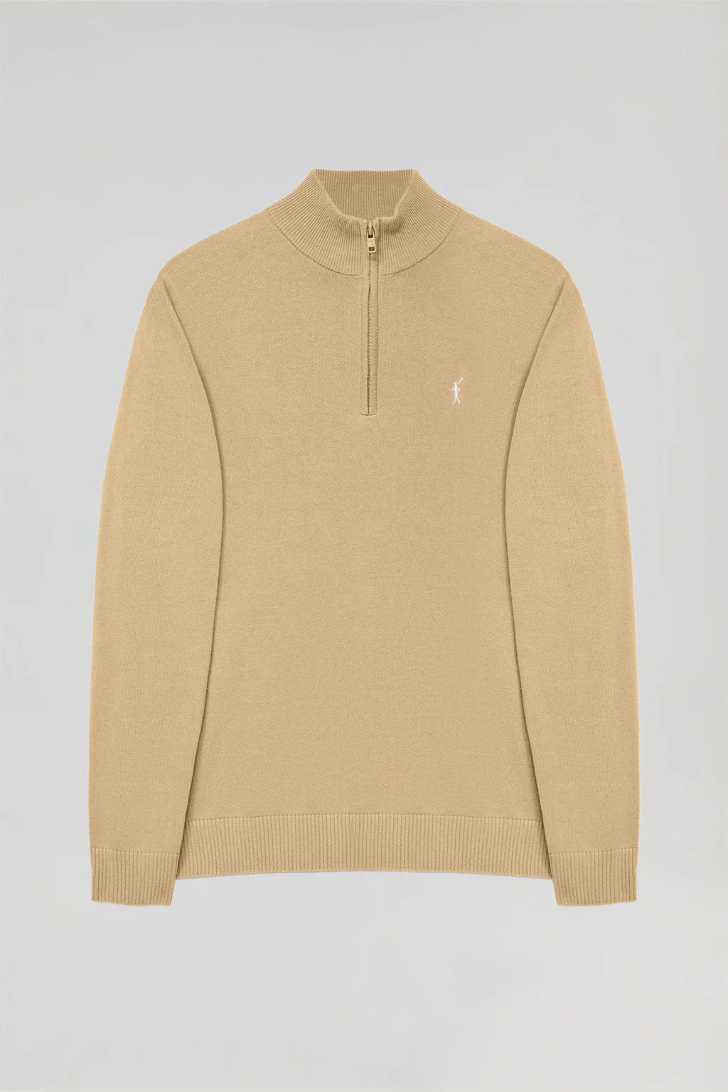 Camel high-neck knit jumper with zip and Rigby Go logo - Image 6