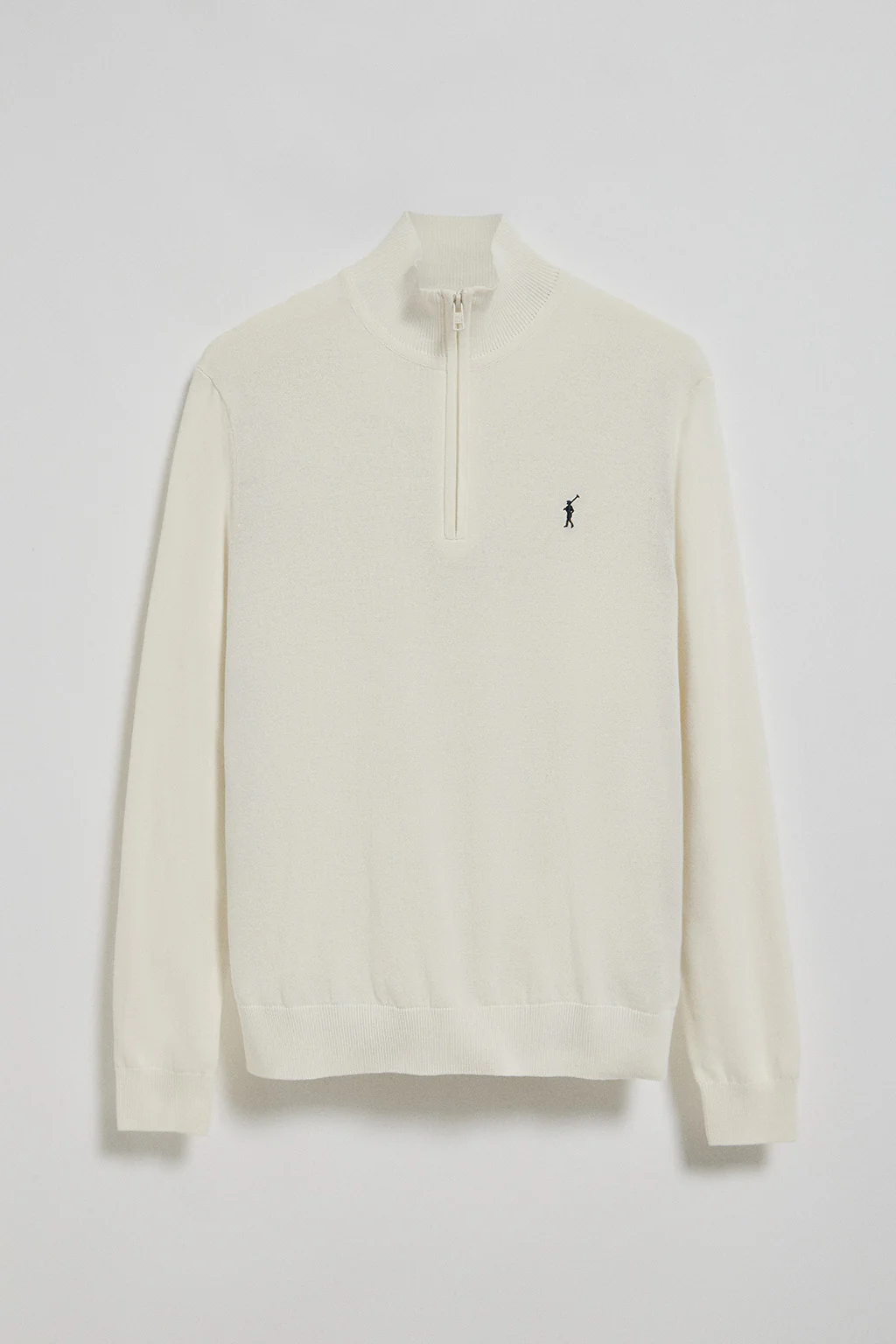 Beige knit jumper with zip and Rigby Go embroidered logo - Image 5