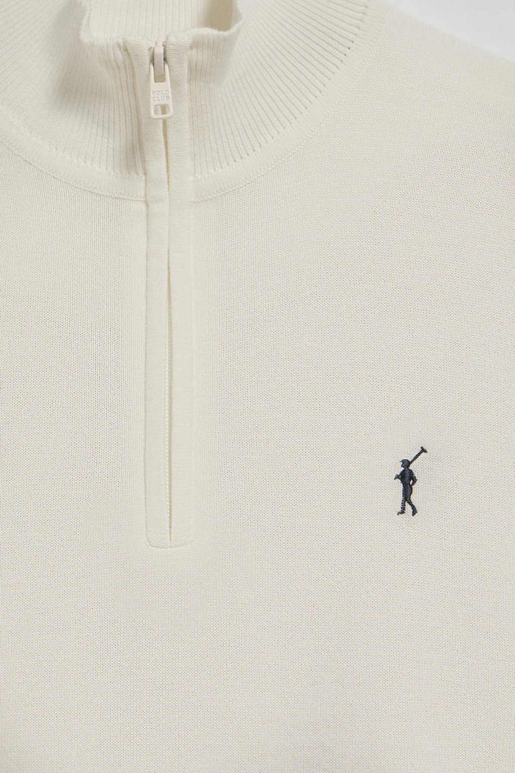 Beige knit jumper with zip and Rigby Go embroidered logo - Image 6