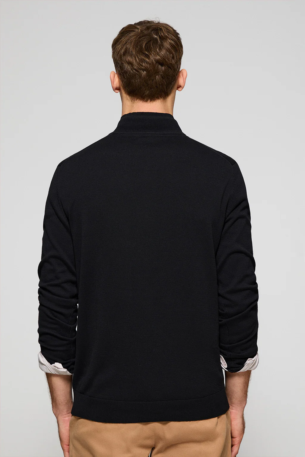Black knit jumper with zip and Rigby Go embroidered logo - Image 2