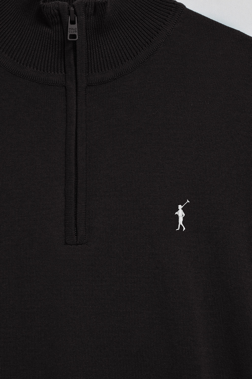 Black knit jumper with zip and Rigby Go embroidered logo - Image 6