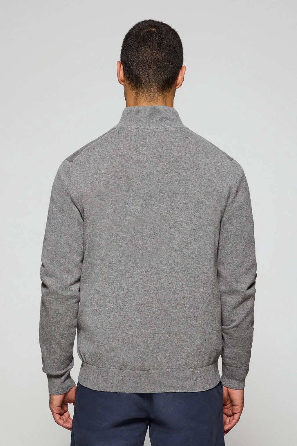 Grey-marl knit jumper with zip and Rigby Go embroidered logo - Image 4