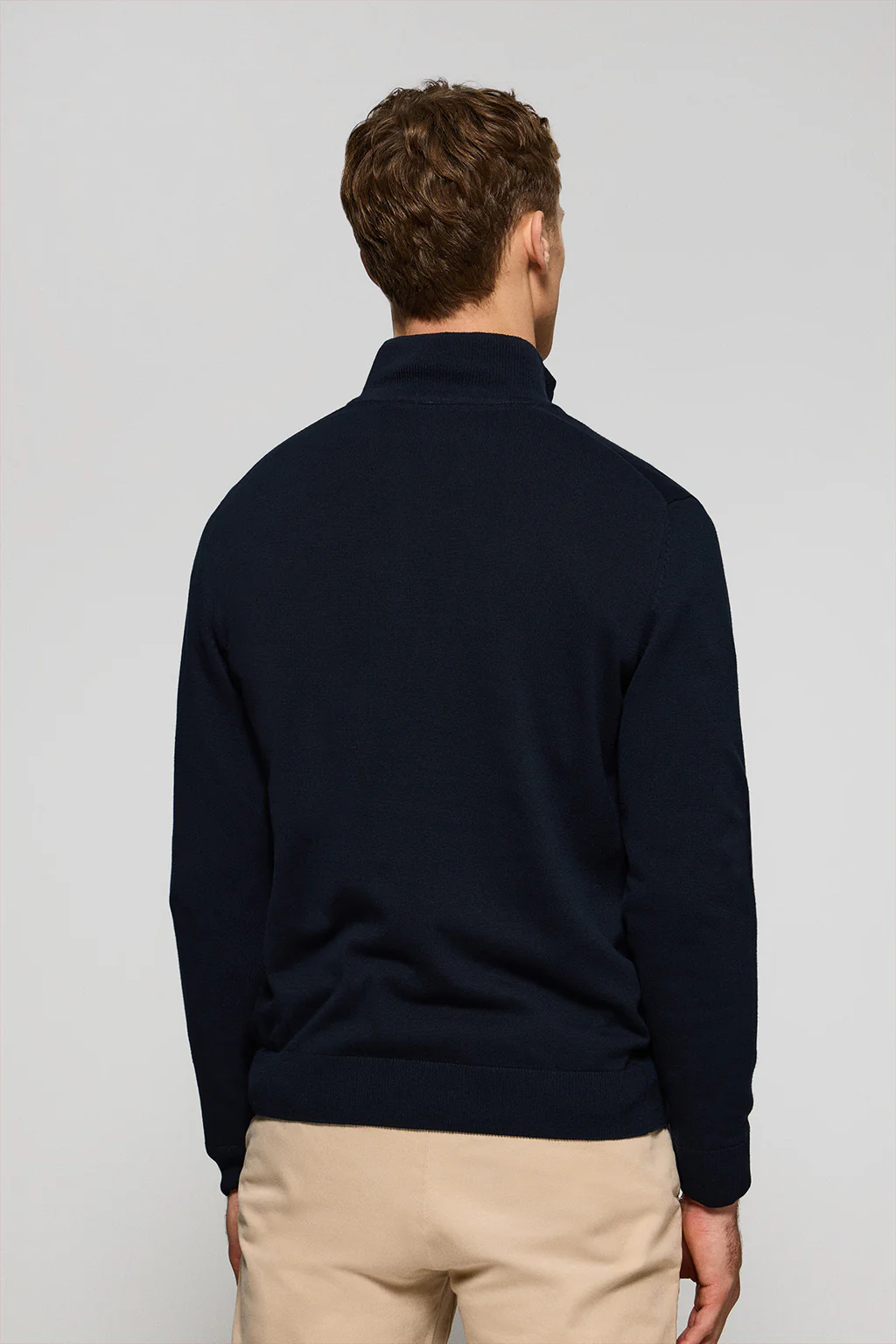 Navy-blue knit jumper with zip and Rigby Go embroidered logo - Image 2