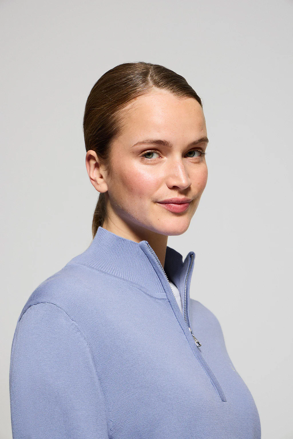 Blue half-zip knit jumper with Rigby Go embroidery - Image 3