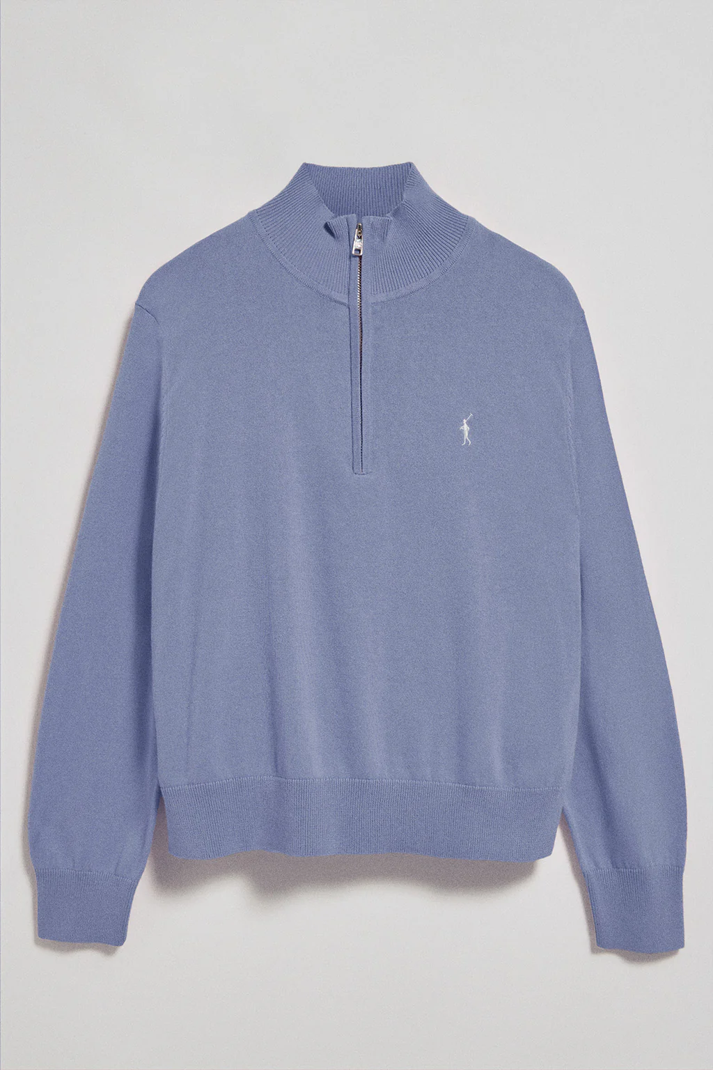 Blue half-zip knit jumper with Rigby Go embroidery - Image 7