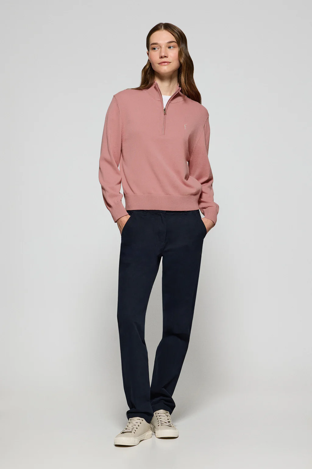 Dusty-pink half-zip knit jumper with Rigby Go embroidery - Image 4