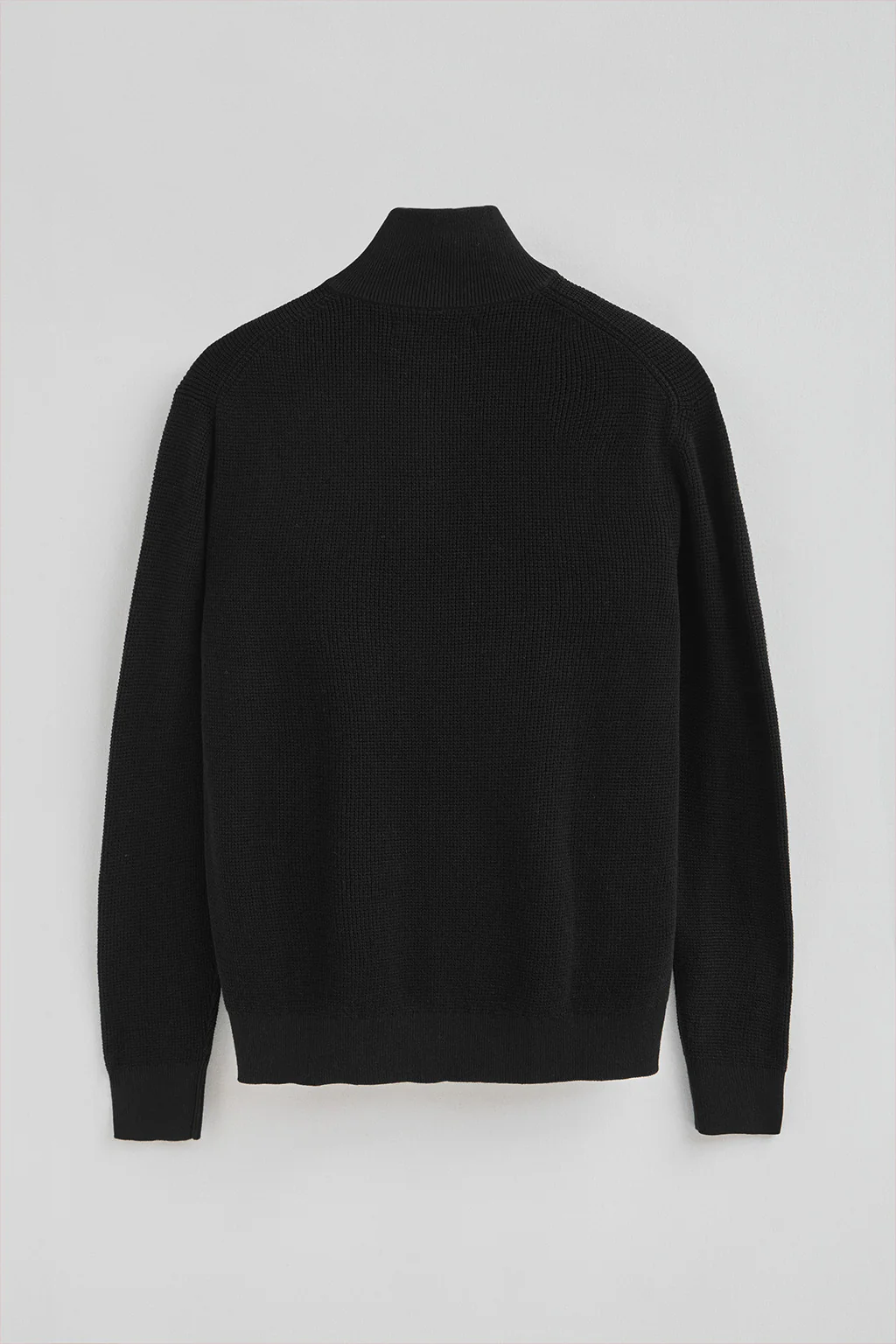 Black waffle-knit jumper with half zip and Rigby Go embroidery - Image 7