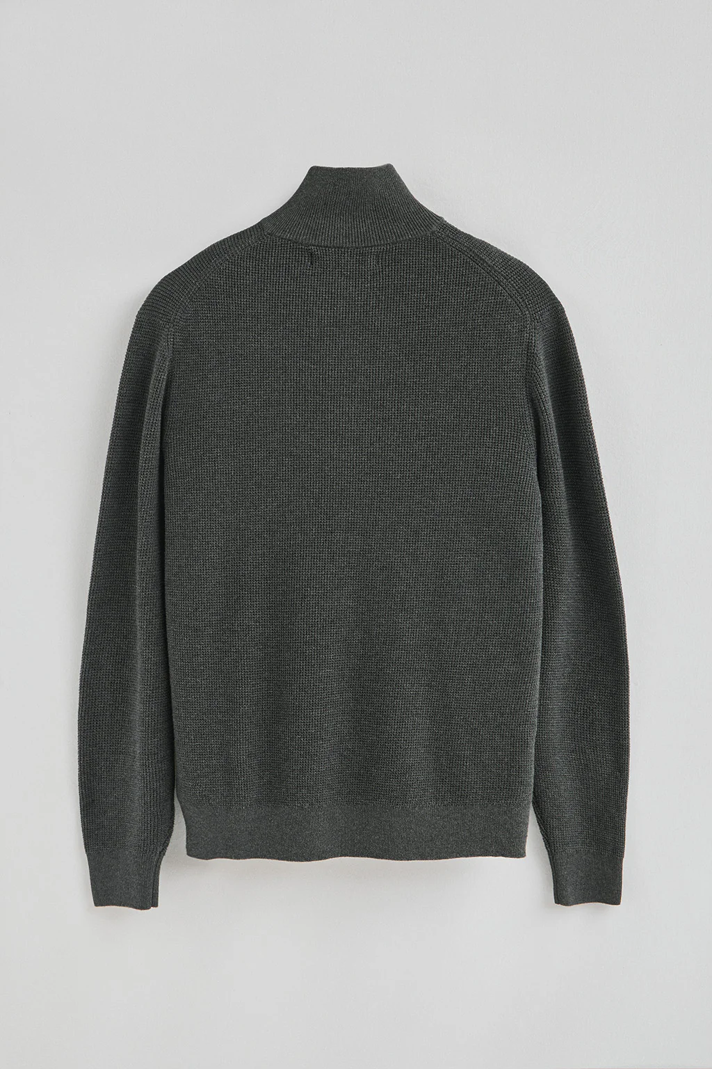 Dark-grey-marl waffle-knit jumper with half zip and Rigby Go embroidery - Image 7