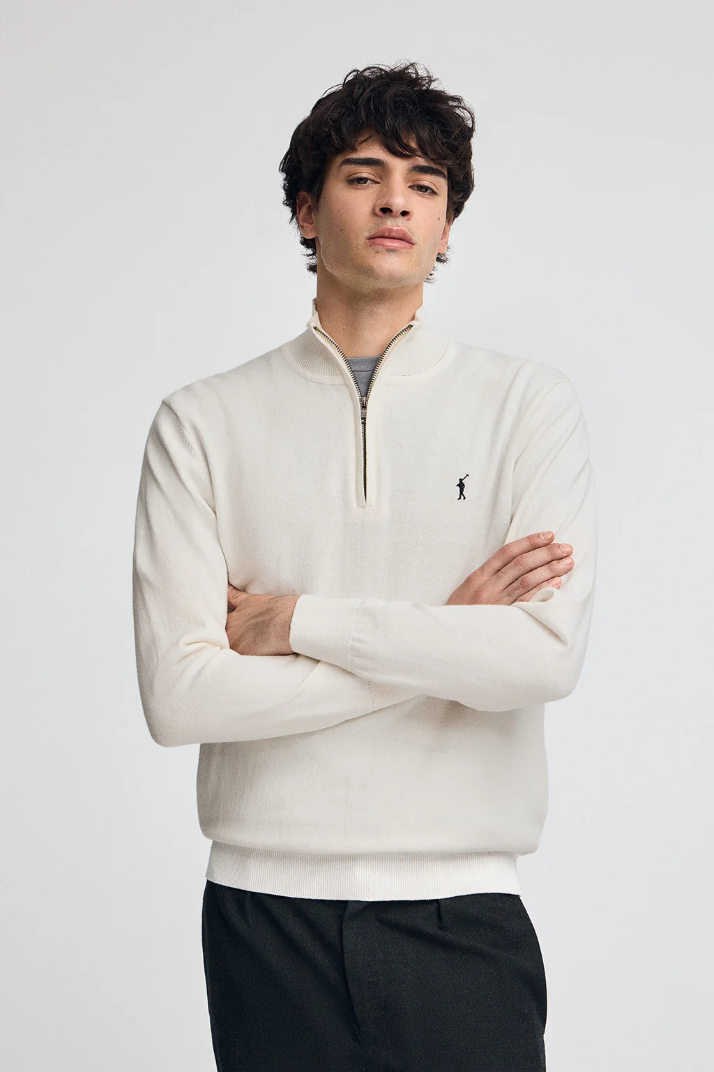 Nude half-zip wool-blend jumper with Rigby Go embroidery - Image 2