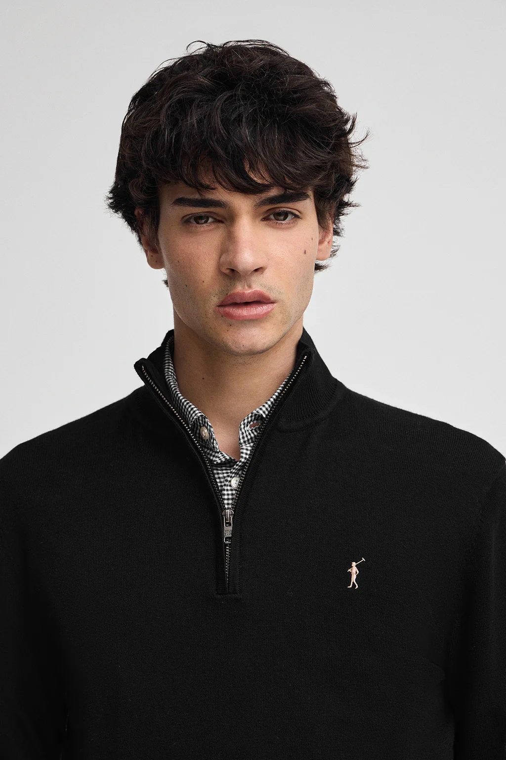 Black half-zip wool-blend jumper with Rigby Go embroidery - Image 2