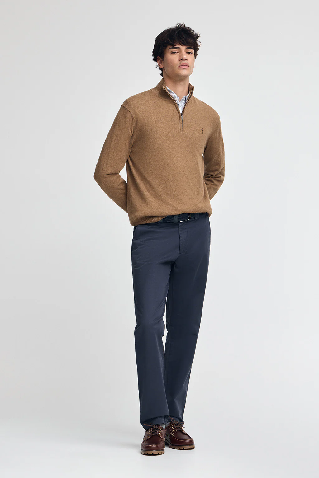 Camel-marl half-zip wool-blend jumper with Rigby Go embroidery - Image 2