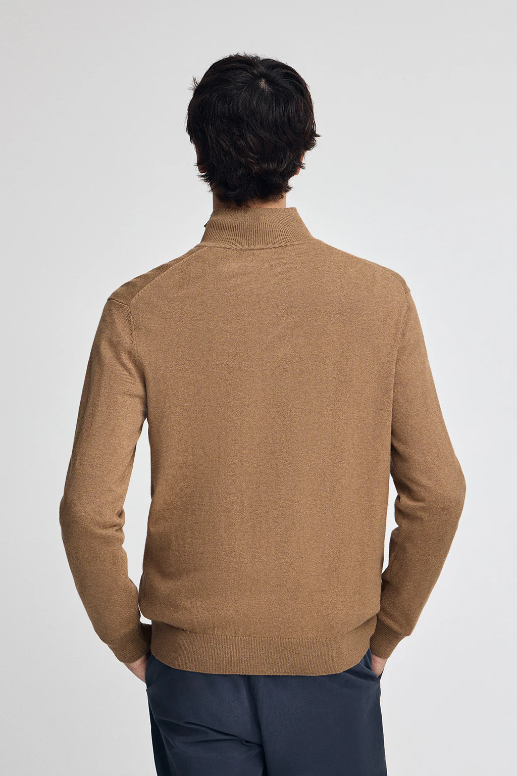 Camel-marl half-zip wool-blend jumper with Rigby Go embroidery - Image 4