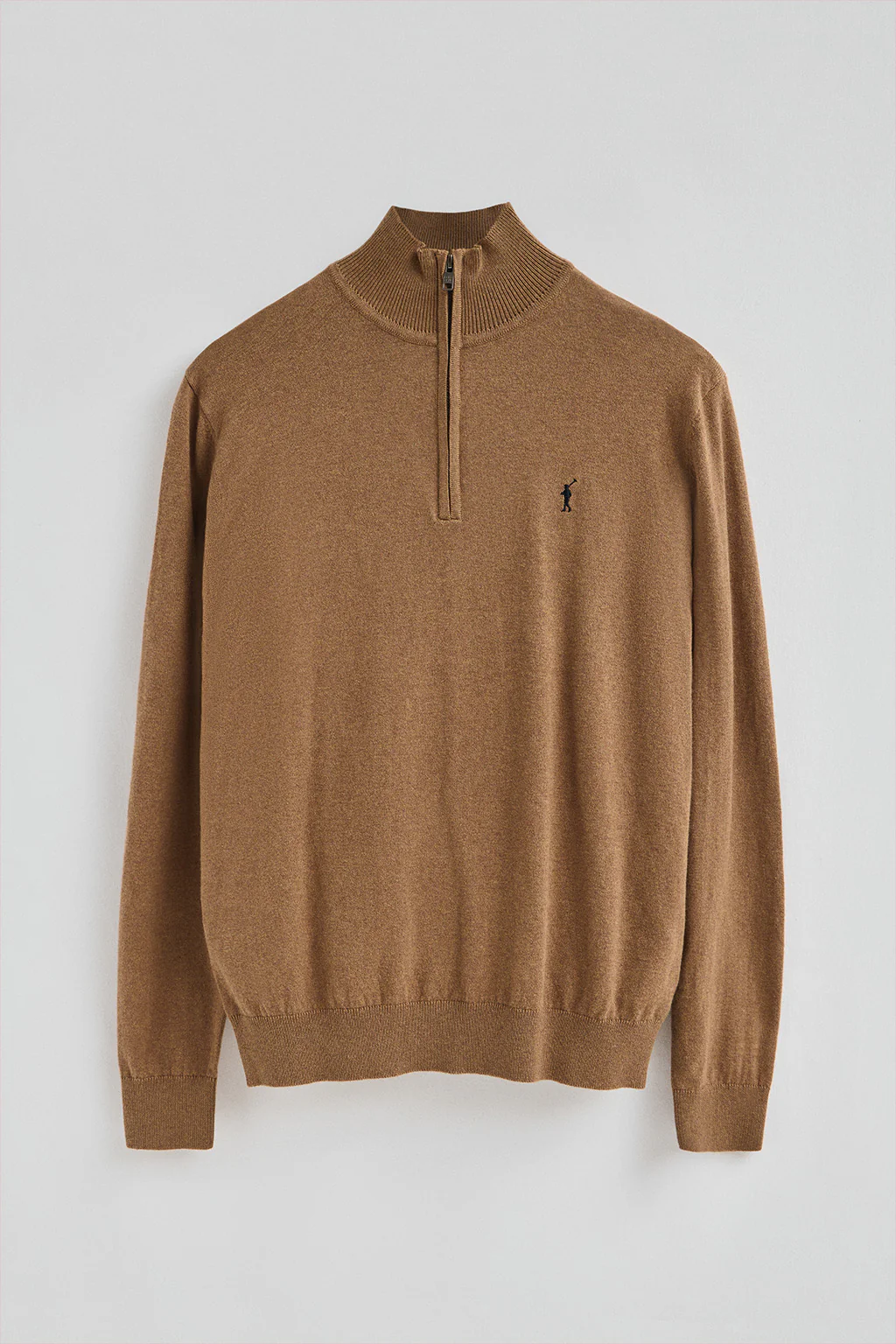 Camel-marl half-zip wool-blend jumper with Rigby Go embroidery - Image 5