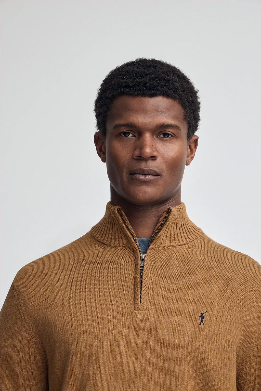 Camel-marl half-zip wool-blend jumper with Rigby Go embroidery - Image 2