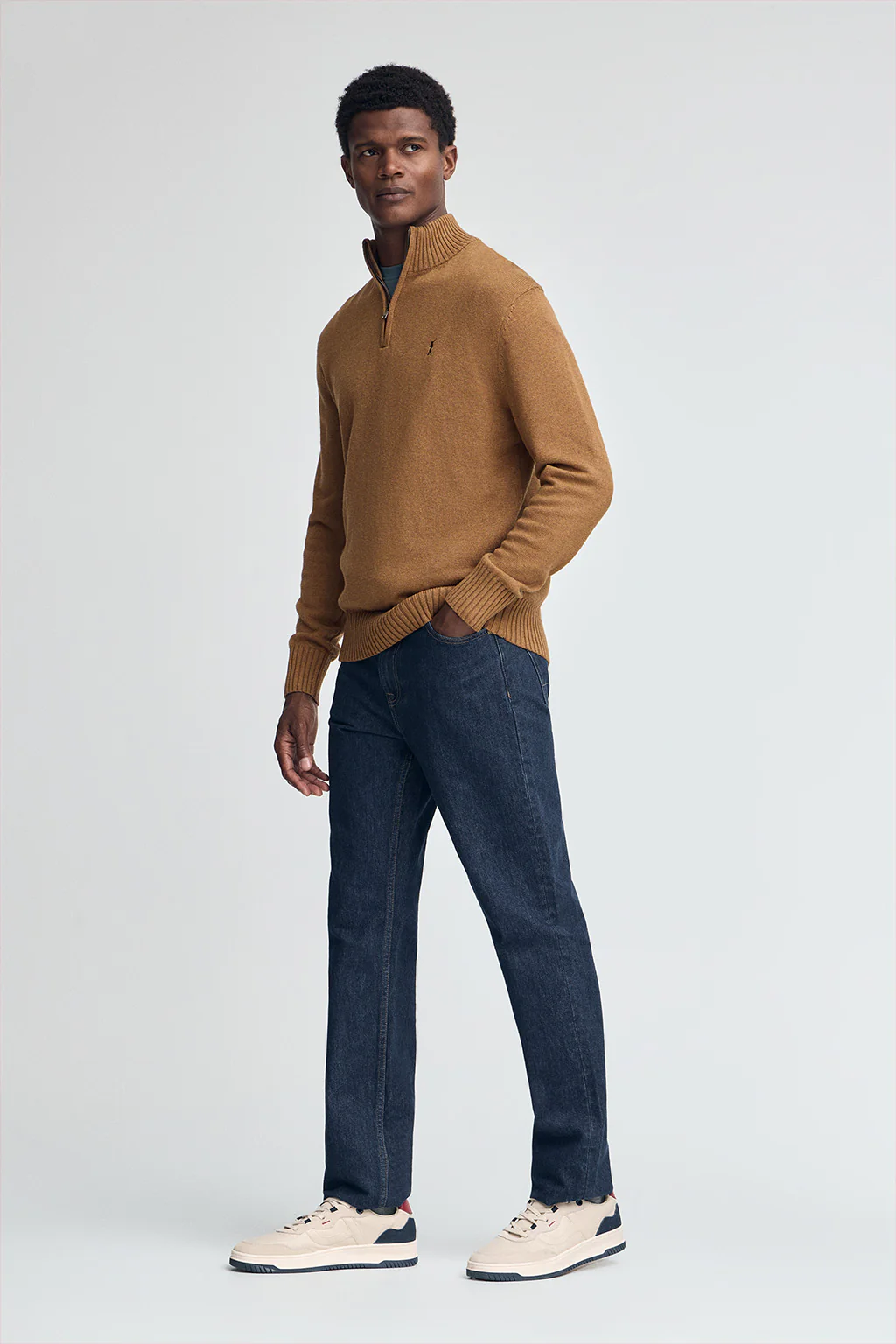 Camel-marl half-zip wool-blend jumper with Rigby Go embroidery - Image 3