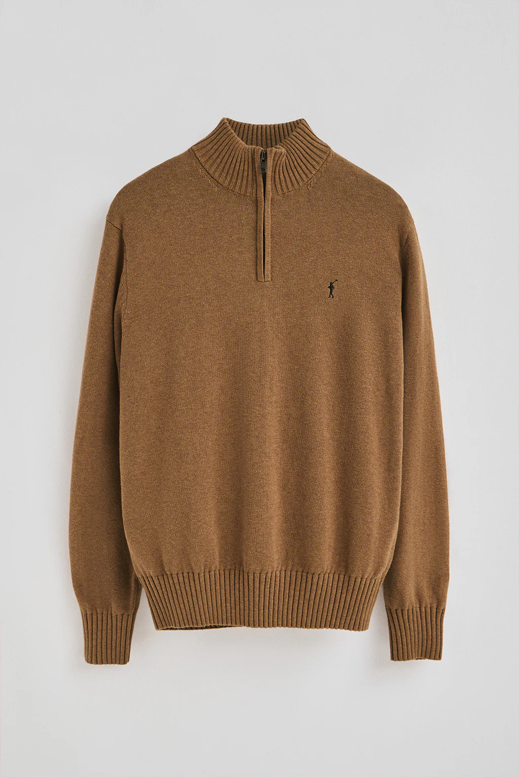 Camel-marl half-zip wool-blend jumper with Rigby Go embroidery - Image 8