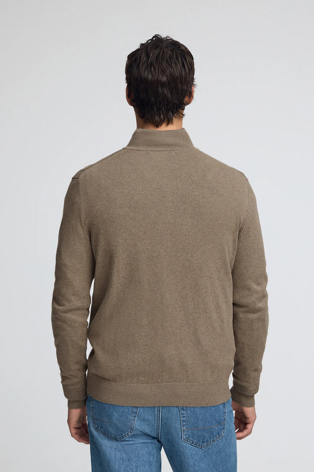 Dark-brown-marl half-zip wool-blend jumper with Rigby Go embroidery - Image 4
