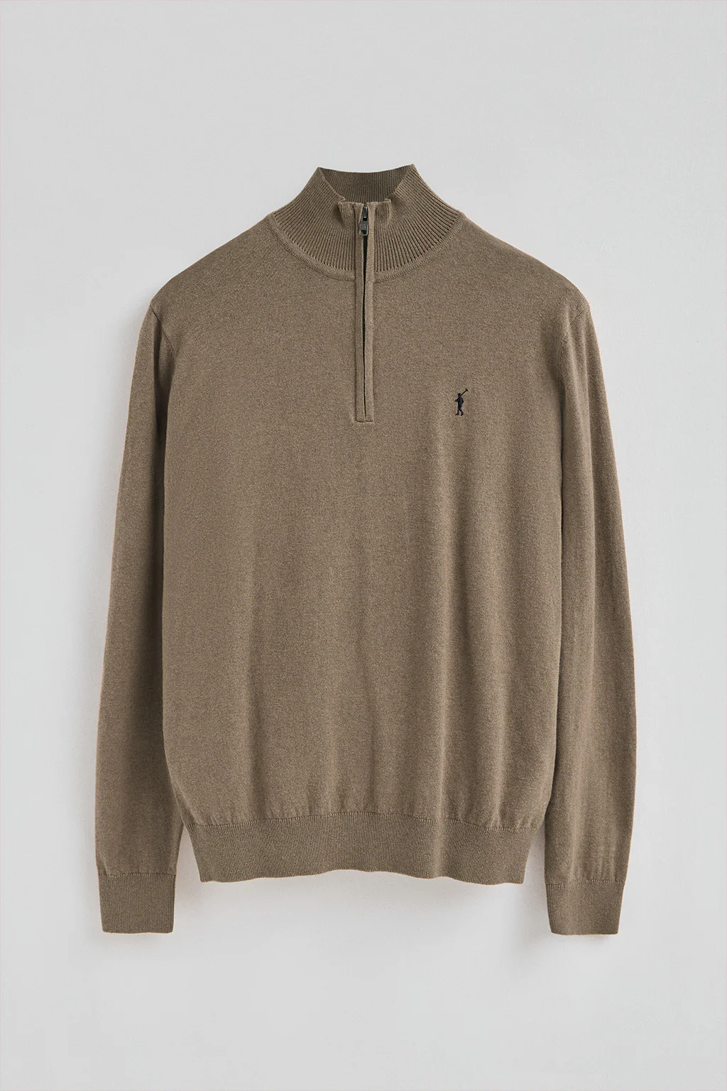 Dark-brown-marl half-zip wool-blend jumper with Rigby Go embroidery - Image 8