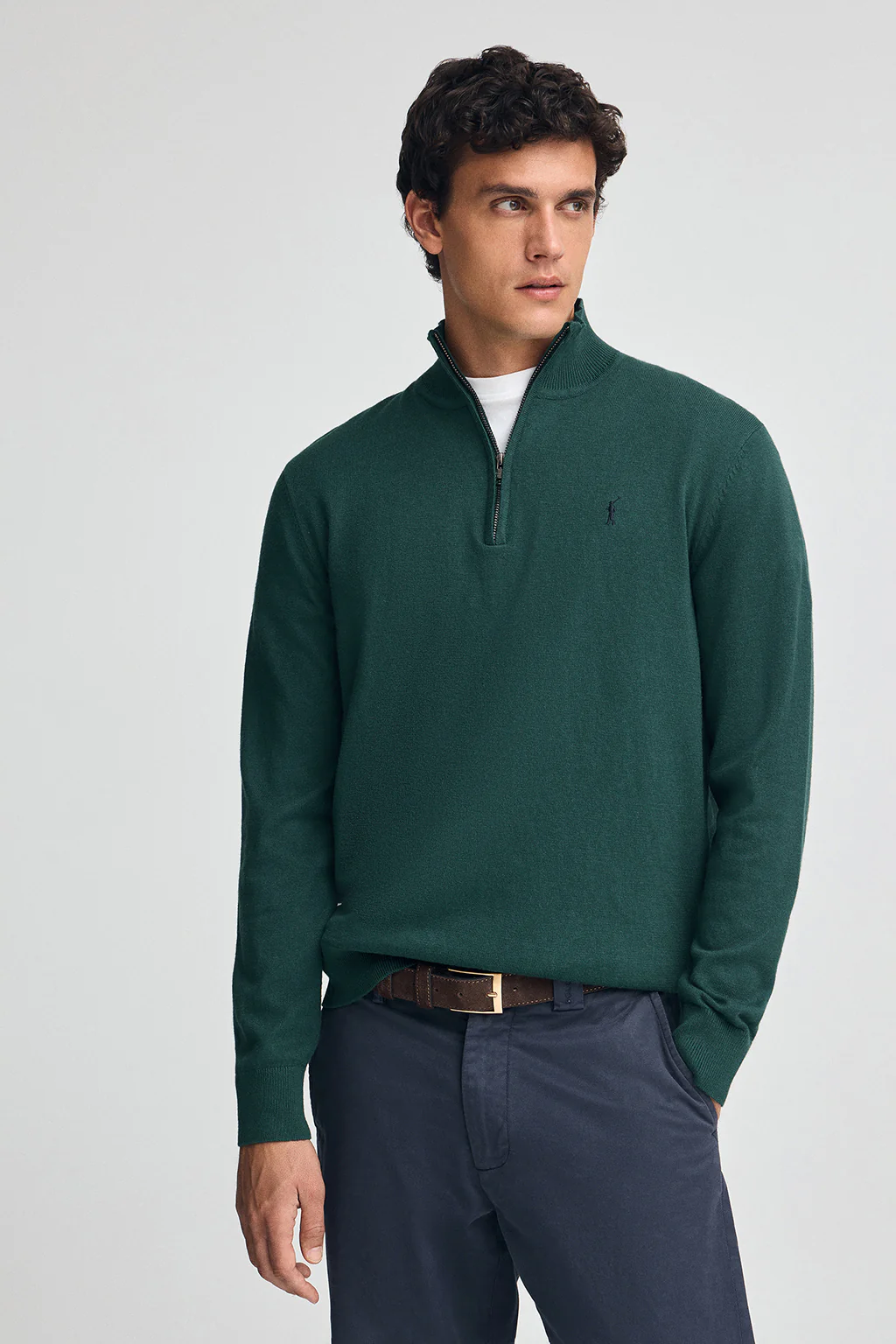 Emerald half-zip wool-blend jumper with Rigby Go embroidery - Image 3