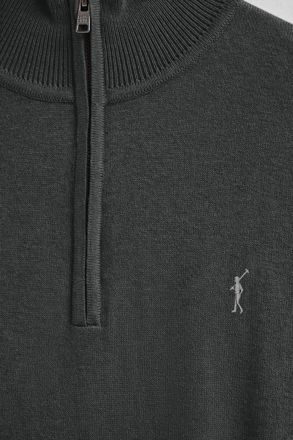 Dark-grey-marl half-zip wool-blend jumper with Rigby Go embroidery - Image 6