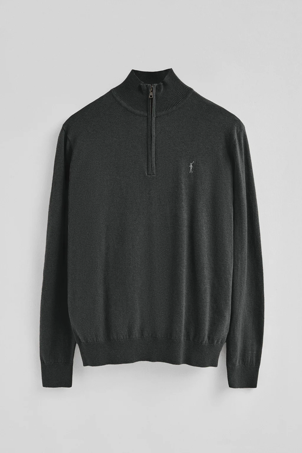 Dark-grey-marl half-zip wool-blend jumper with Rigby Go embroidery - Image 8