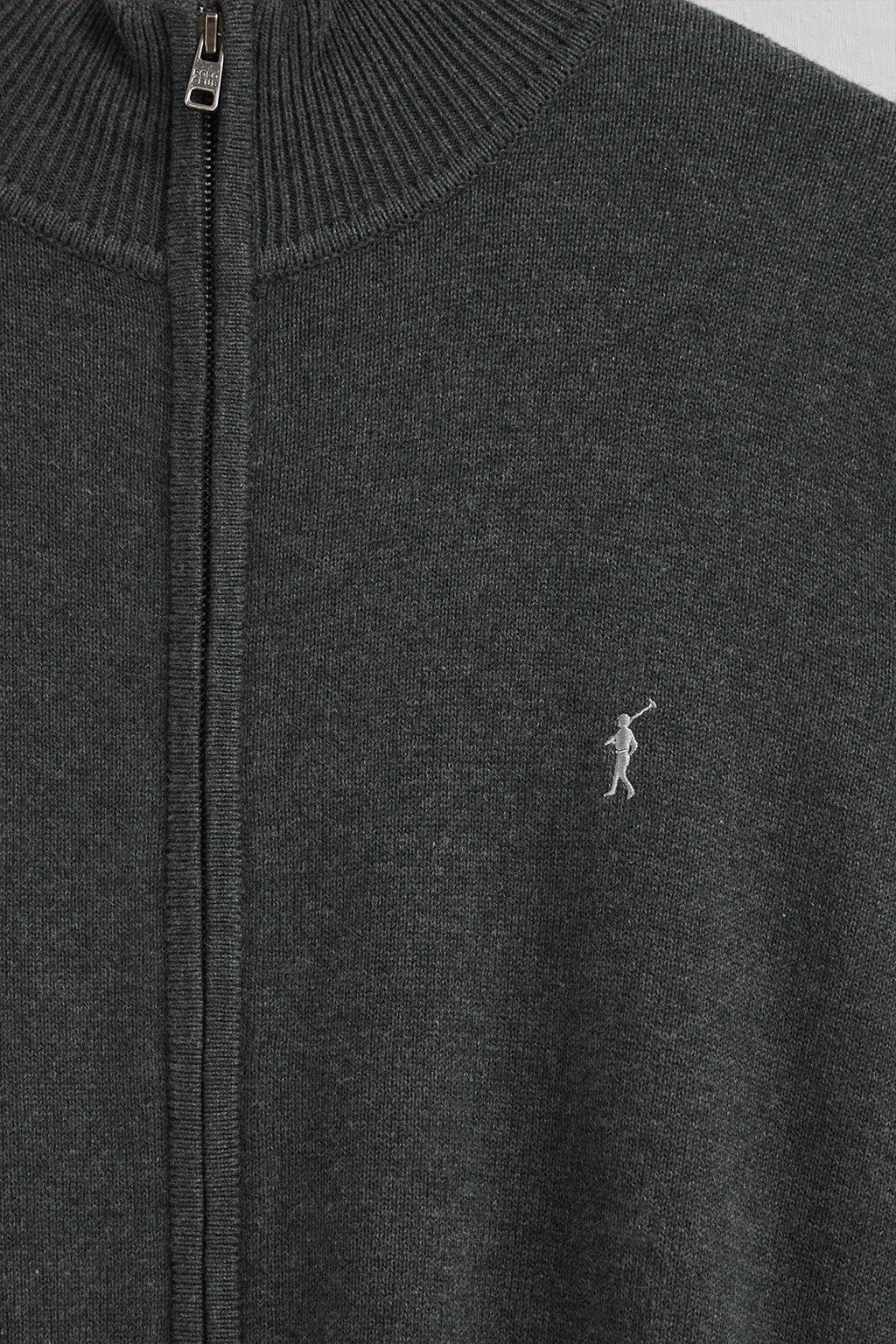 Dark-grey-marl wool-blend cardigan with Rigby Go embroidery - Image 6