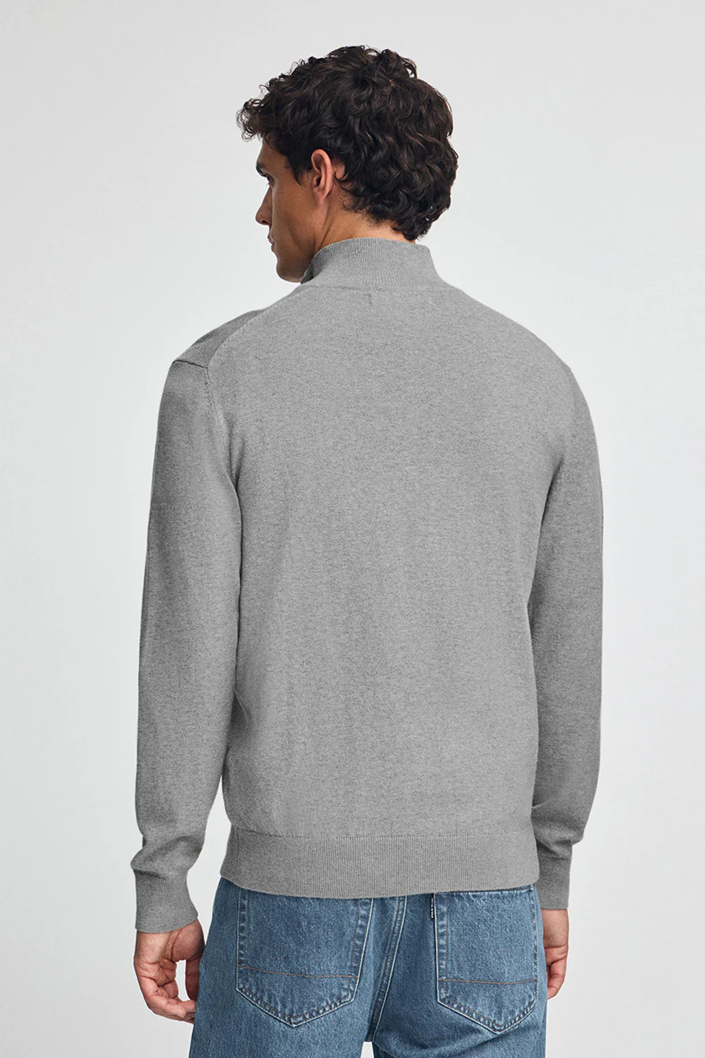 Grey-marl half-zip wool-blend jumper with Rigby Go embroidery - Image 4
