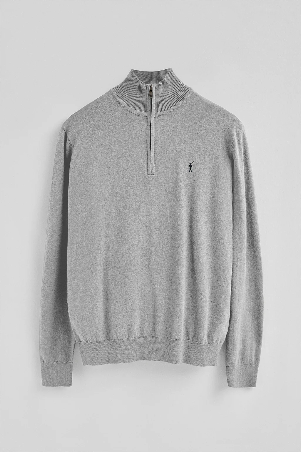 Grey-marl half-zip wool-blend jumper with Rigby Go embroidery - Image 7