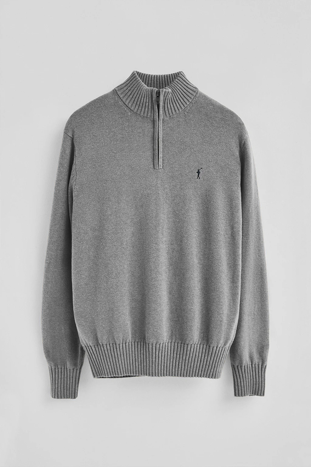 Grey-marl half-zip wool-blend jumper with Rigby Go embroidery - Image 5