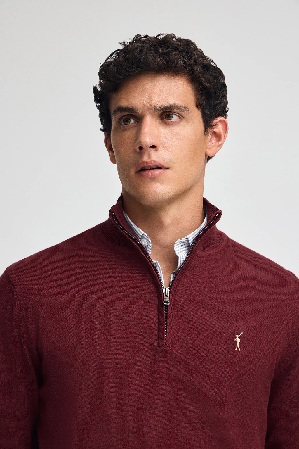 Maroon half-zip wool-blend jumper with Rigby Go embroidery - Image 2