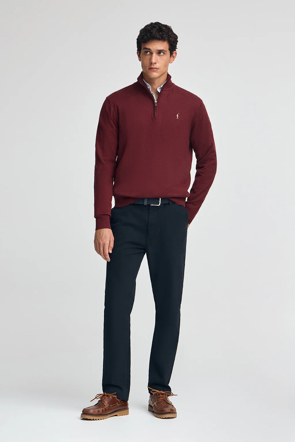 Maroon half-zip wool-blend jumper with Rigby Go embroidery - Image 3