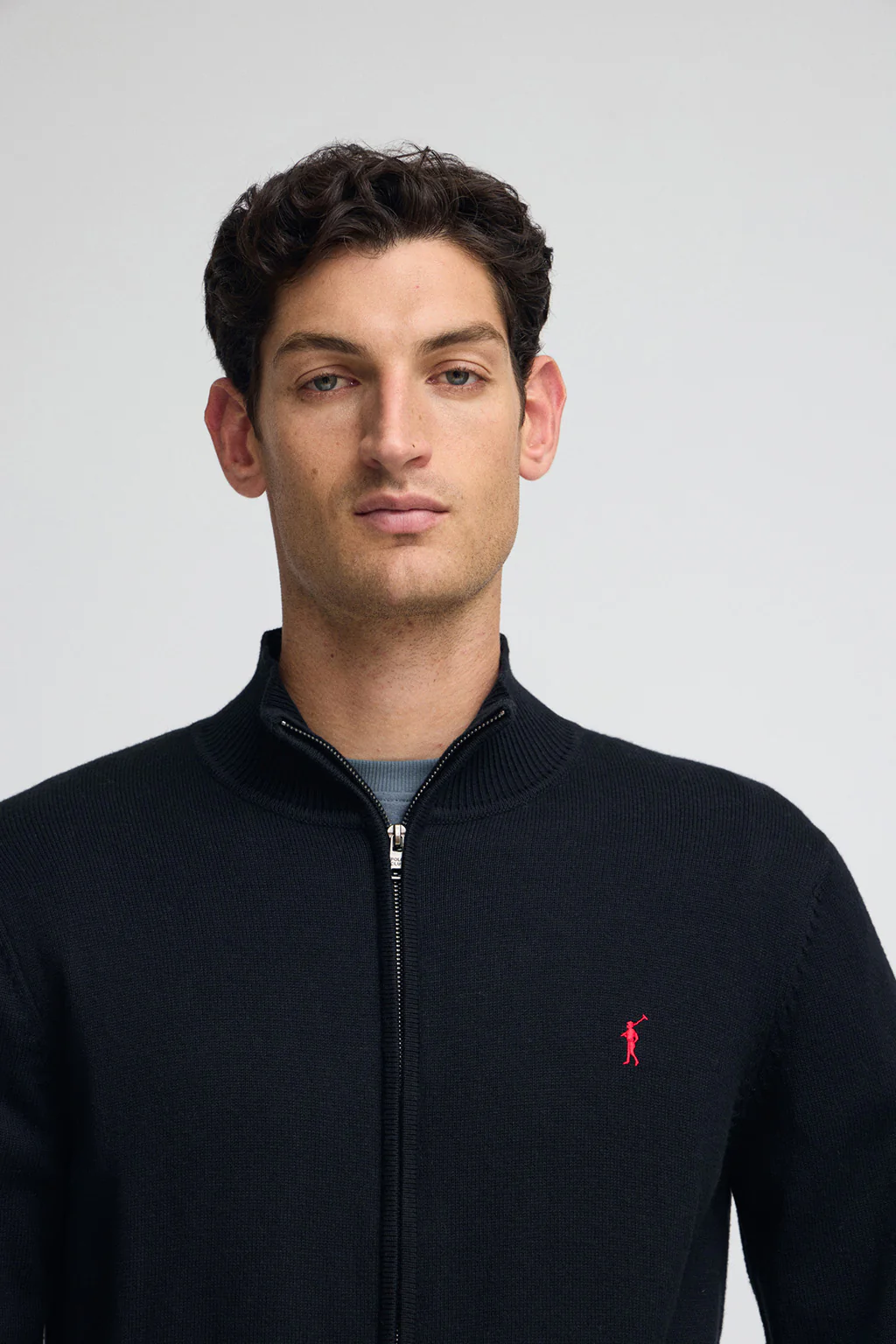 Navy-blue wool-blend cardigan with Rigby Go embroidery - Image 2