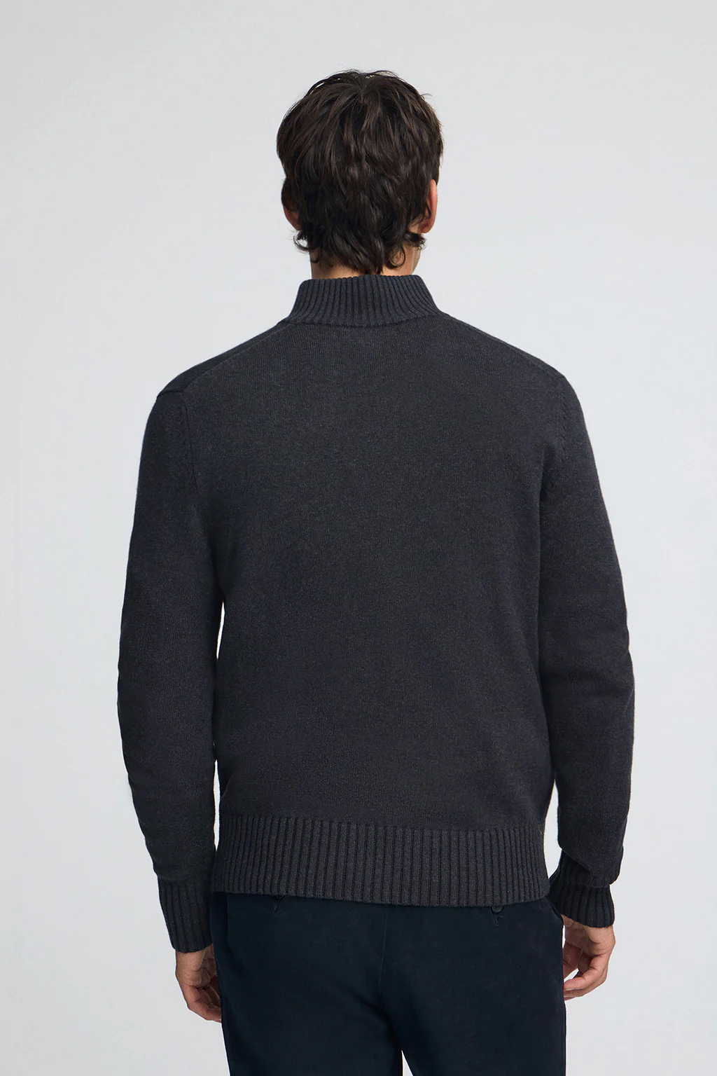 Navy-blue-marl half-zip wool-blend jumper with Rigby Go embroidery - Image 4