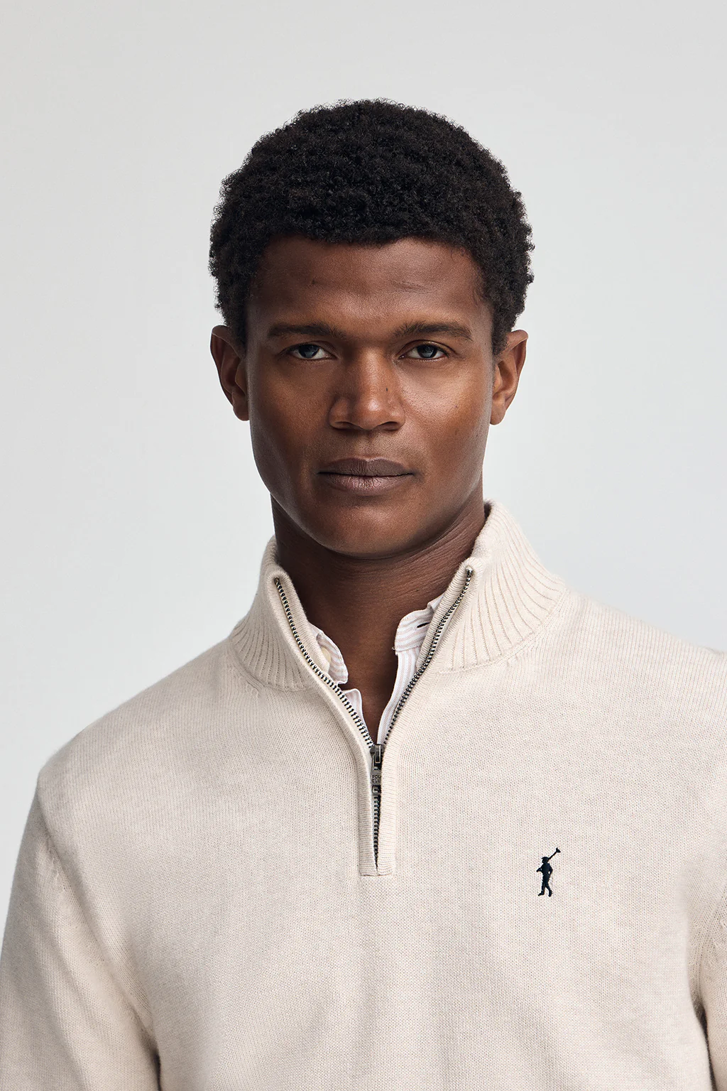 Nude-marl half-zip wool-blend jumper with Rigby Go embroidery - Image 2